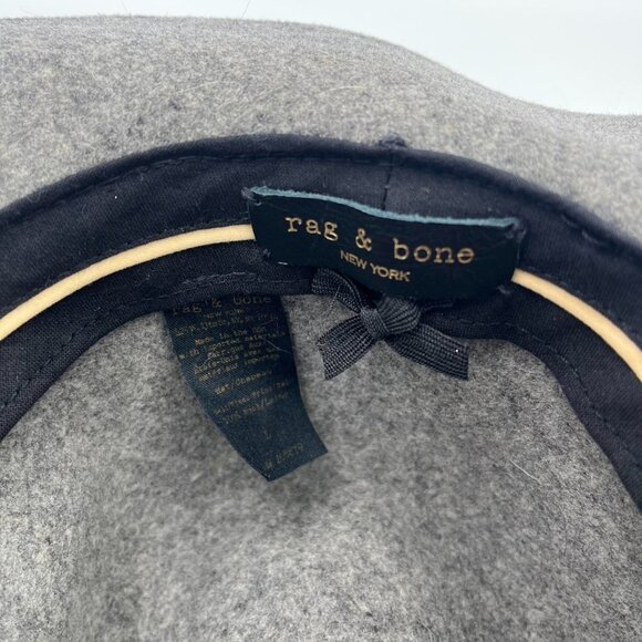 Grey Rag & Bone wool felt fedora hat with grey ribbon detail main image 7